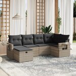 vidaXL Salon de jardin 6 Pièces avec coussins gris clair résine tressée