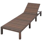 vidaXL Chaise longue avec coussin Résine tressée Marron