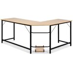 Bureau/table d'ordinateur d'angle en bois et métal 168 x 125 x 74 cm couleur de bois