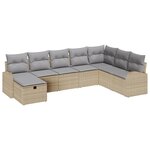vidaXL Ensemble de Canapé de Jardin en 8 Pièces avec Coussins Rattan Poly Beige
