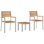 vidaXL EnsembledeRepasdeJardin 3 Pièces Marron Teck massif