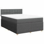 vidaXL Sommier à lattes de lit avec matelas Gris foncé 140x190cm Tissu