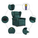 vidaXL Fauteuil de massage inclinable Vert foncé Tissu