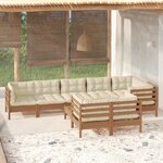 vidaXL Salon de jardin 9 Pièces avec coussins Marron miel Bois de pin