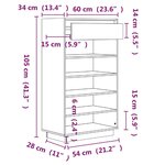 vidaXL Armoire à chaussures Noir 60x34x105 cm Bois de pin massif