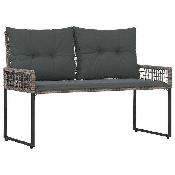 vidaXL Banc extérieur Gris 118 x 55 x 82 cm Rotin PE et tissu