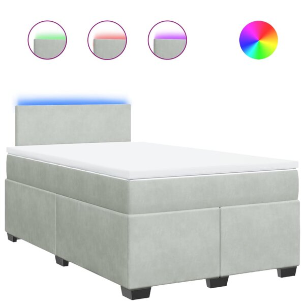 vidaXL Sommier à lattes de lit et matelas gris clair 120x190cm velours