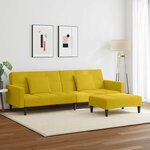 vidaXL Canapé-lit à 2 places avec repose-pied jaune velours