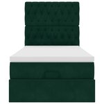 vidaXL Cadre de lit ottoman avec matelas vert foncé 90x190 cm velours