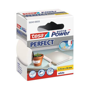 Ruban adhésif toilé réparation fixation tesa power effect 2 75m x 38mm blanc