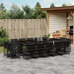 vidaXL Ensemble à manger de jardin 15 Pièces coussins noir résine tressée