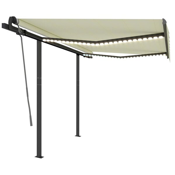 vidaXL Auvent automatique capteur de vent LED 3 5x2 5 m Crème