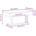 vidaXL Table basse Chêne noir 96 x 50 x 45 cm Bois d'ingénierie