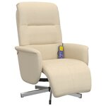 vidaXL Fauteuil inclinable de massage avec repose-pieds crème tissu