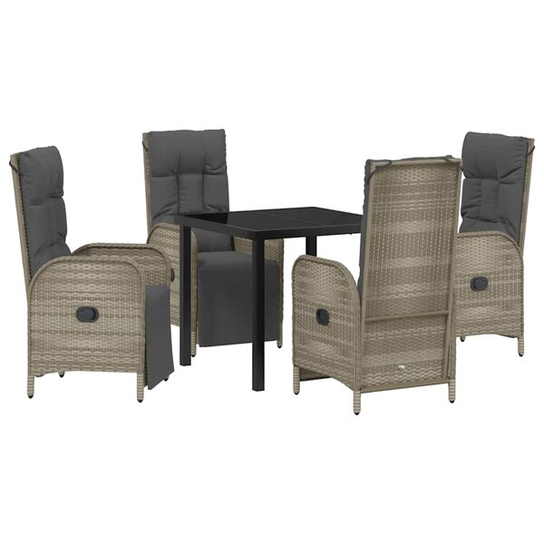 vidaXL Ensemble de salle à manger pour jardin 5 Pièces Gris Poly rotin
