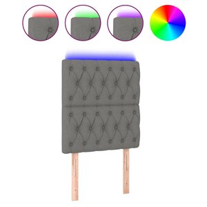 vidaXL Tête de lit à LED Gris foncé 80x7x118/128 cm Tissu