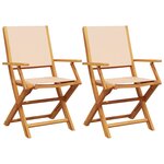 vidaXL Chaises de jardin lot de 2 beige bois d'acacia massif et tissu