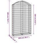vidaXL Panier de gabions arqué 100x30x160/180 cm Fer galvanisé