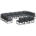vidaXL Ensemble de canapé de jardin avec coussin 13 Pièces Noir Aluminium