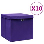 vidaXL Boîtes de rangement avec couvercles 10 Pièces 28x28x28 cm Violet