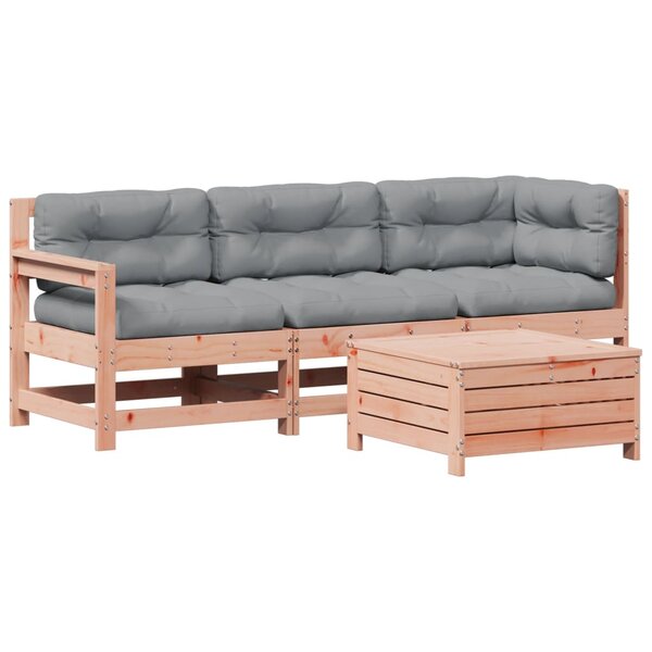 vidaXL Salon de jardin 4 Pièces avec coussins bois massif douglas