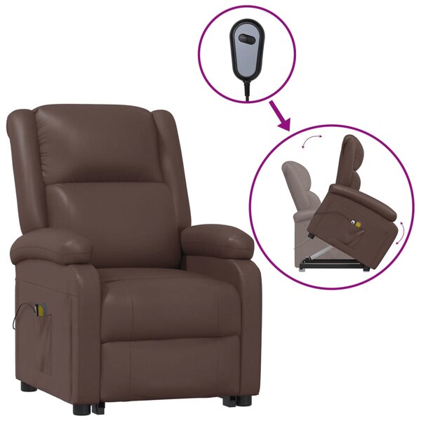 vidaXL Fauteuil de massage Marron Similicuir