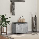 vidaXL Banc d'entrée avec coussin Gris béton 60 x 38 x 46 cm