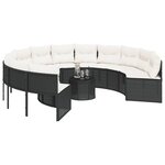 vidaXL Canapé de jardin avec table coussins rond noir résine tressée