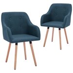 vidaXL Chaises à manger 2 Pièces bleu tissu