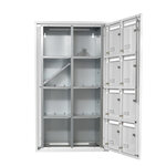 Bloc collectif Leabox 2x4  grade 3  simple face  intérieur  fixation murale  blanc neige ral 9016 finition brillante