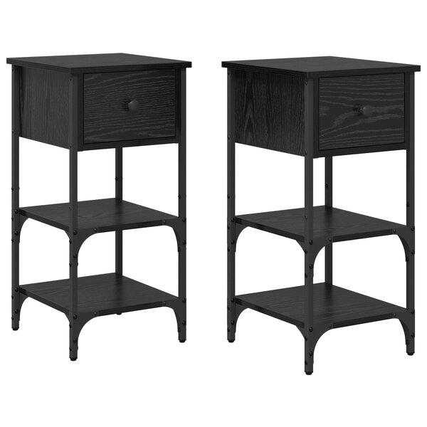 vidaXL Tables de nuit 2 Pièces Chêne noir 34x36x70 cm Bois d'ingénierie