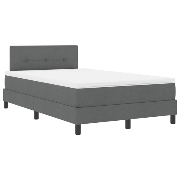 vidaXL Lit boxspring avec matelas Gris foncé 120 x 200 cm tissu