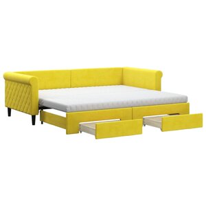 vidaXL Lit de jour avec gigogne et tiroirs jaune 90x200 cm velours
