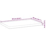 vidaXL Dessus de table rectangulaire 60x50x4 cm bois massif d'acacia