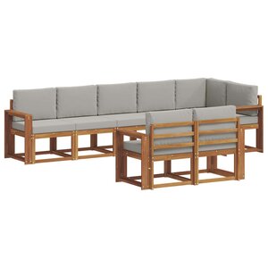 vidaXL Ensemble de canapés d'extérieur 8 pc Gris Naturel et Clair