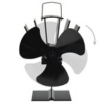 vidaXL Ventilateur de poêle alimenté par chaleur 3 pales Noir