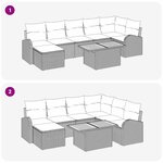 vidaXL Ensemble de canapé de jardin avec coussin 8 Pièces Gris