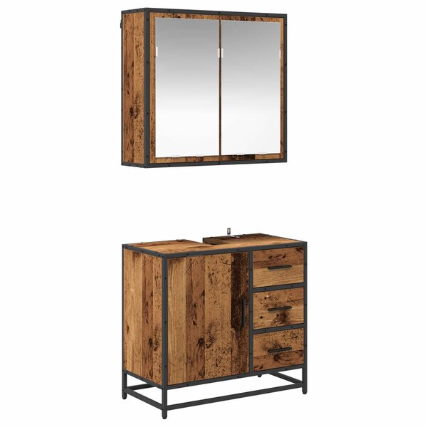 vidaXL Ensemble de mobilier de salle de bain 2 Pièces Bois Ancien
