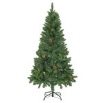 vidaXL Arbre de Noël artificiel pré-éclairé pommes de pin vert 150 cm