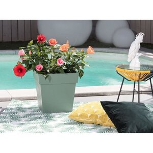 Pot de fleur carré - 32 x 32 x 32 cm - 22 L - Vert laurier