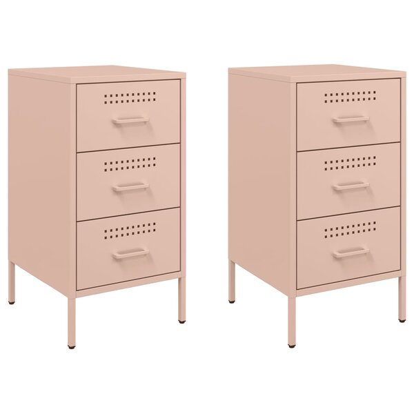 vidaXL Tables de chevet 2 Pièces rose 36x39x68 cm acier