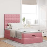 vidaXL Cadre de lit ottoman avec matelas rose 90x200 cm velours