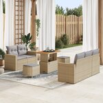 Canapé de Jardin de 8 Pièces avec Coussins en Rattan Beige