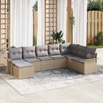 vidaXL Ensemble de canapé de jardin 8 Pièces Beige Poly rotin