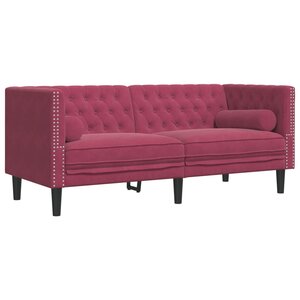 vidaXL Canapé Chesterfield avec traversins 2 places velours