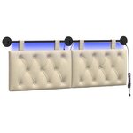 vidaXL Tête de lit suspendue Avec lumière LED Crème Tissu