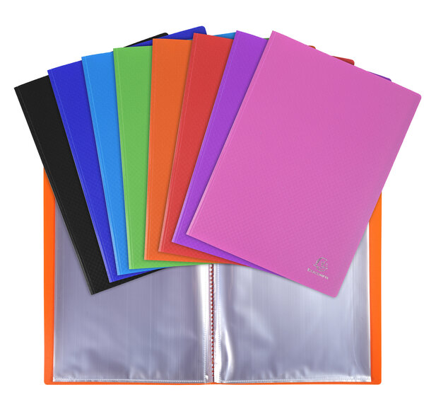 Protège-documents En Polypropylène 5/10e Opak Pochettes Cristal 100 Vues - A4 - Couleurs Assorties - X 10 - Exacompta