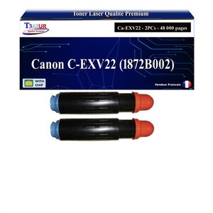 T3AZUR -2x Toners compatibles avec Canon C-EXV22 (1872B002) pour Canon IR-C2380i C2550 C2880 C3080 C3380 C3480 C3580 - Noir