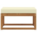 vidaXL Banc de jardin avec coussin Naturel et Crème 79 x 43 x 37 cm