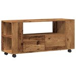vidaXL Meuble TV avec roulettes vieux bois bois d'ingénierie